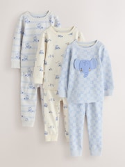 Blue/White Elephant - حزمة من 3 بيجامات دافئة (9 شهور-10 سنوات) - صورة 1 من 7