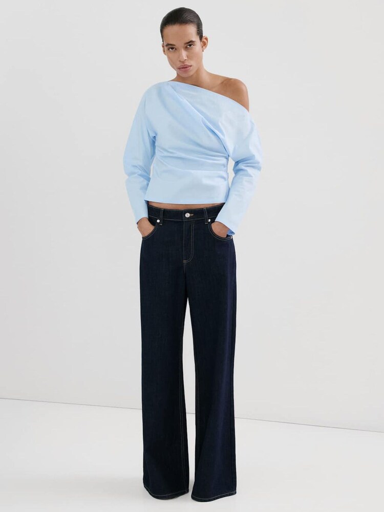 Mango Blue Off-The Shoulder Blouse - Image 1 of 4