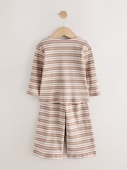 Neutral/Cream Stripe Ribbed Raglan Cardigan and Wide Leg Trousers Set (3mths-7yrs) - Image 6 of 8