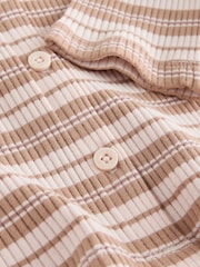 Neutral/Cream Stripe Ribbed Raglan Cardigan and Wide Leg Trousers Set (3mths-7yrs) - Image 7 of 8