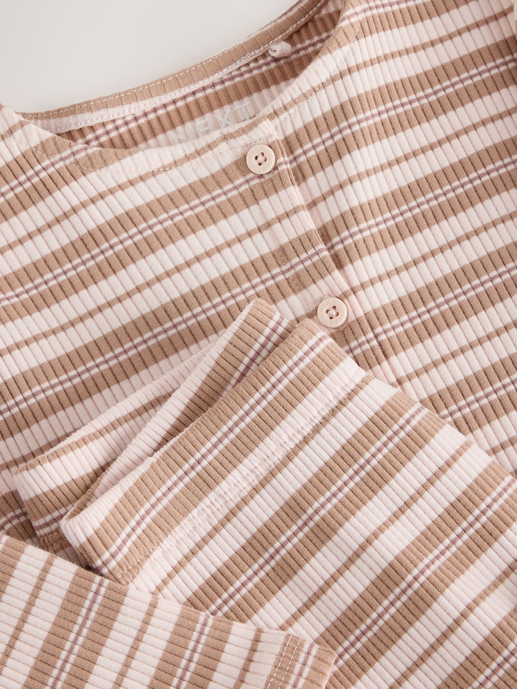 Neutral/Cream Stripe Ribbed Raglan Cardigan and Wide Leg Trousers Set (3mths-7yrs) - Image 8 of 8 Neutral/Cream Stripe Ribbed Raglan Cardigan and Wide Leg Trousers Set (3mths-7yrs) - Image 8 of 8