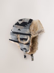 Grey Navajo Pattern Trapper Hat - Image 3 of 6