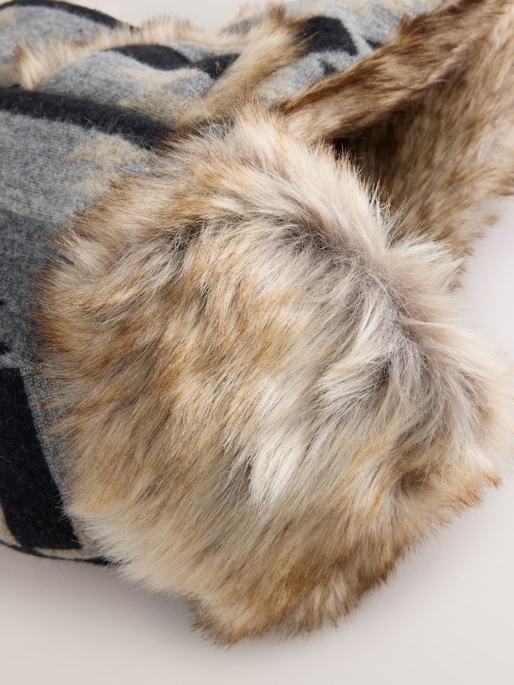 Grey Navajo Pattern Trapper Hat - Image 6 of 6