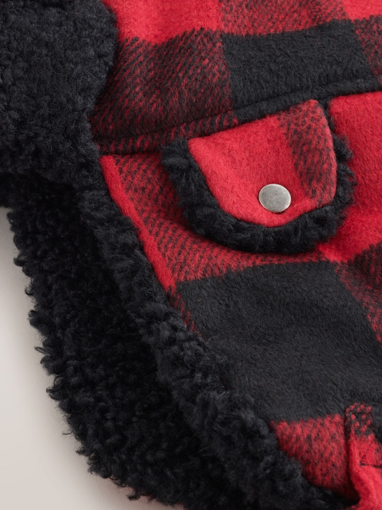 Red/Black Buffalo Check Trapper Hat - Image 2 of 3 Red/Black Buffalo Check Trapper Hat - Image 2 of 3