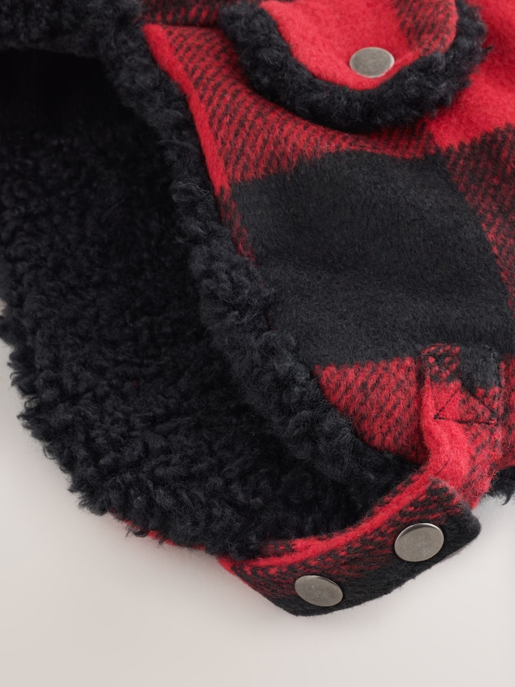 Red/Black Buffalo Check Trapper Hat - Image 3 of 3 Red/Black Buffalo Check Trapper Hat - Image 3 of 3