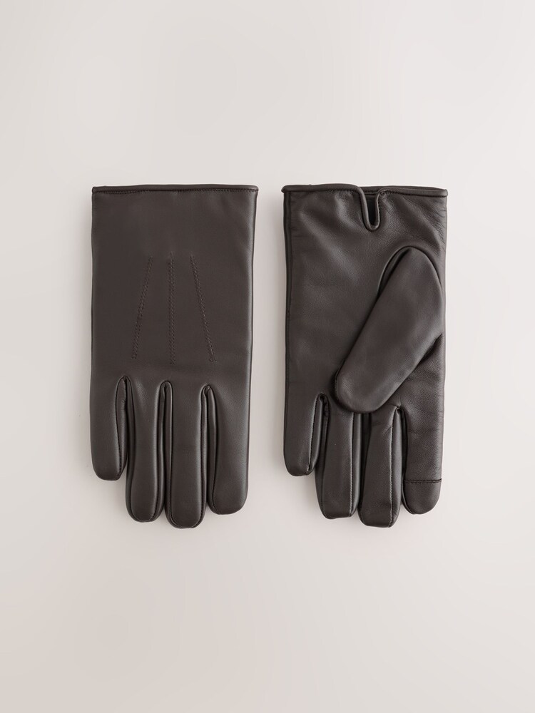 Brown Leather Gloves - Image 1 of 3