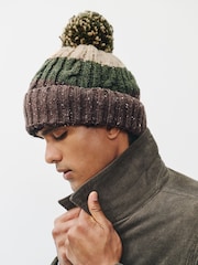 Brown/Khaki Green Stripe - Thinsulate Bobble Hat - 5суретінің 1 суреті