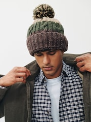 Brown/Khaki Green Stripe - Thinsulate Bobble Hat - 5суретінің 2 суреті