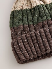 Brown/Khaki Green Stripe - Thinsulate Bobble Hat - 5суретінің 4 суреті