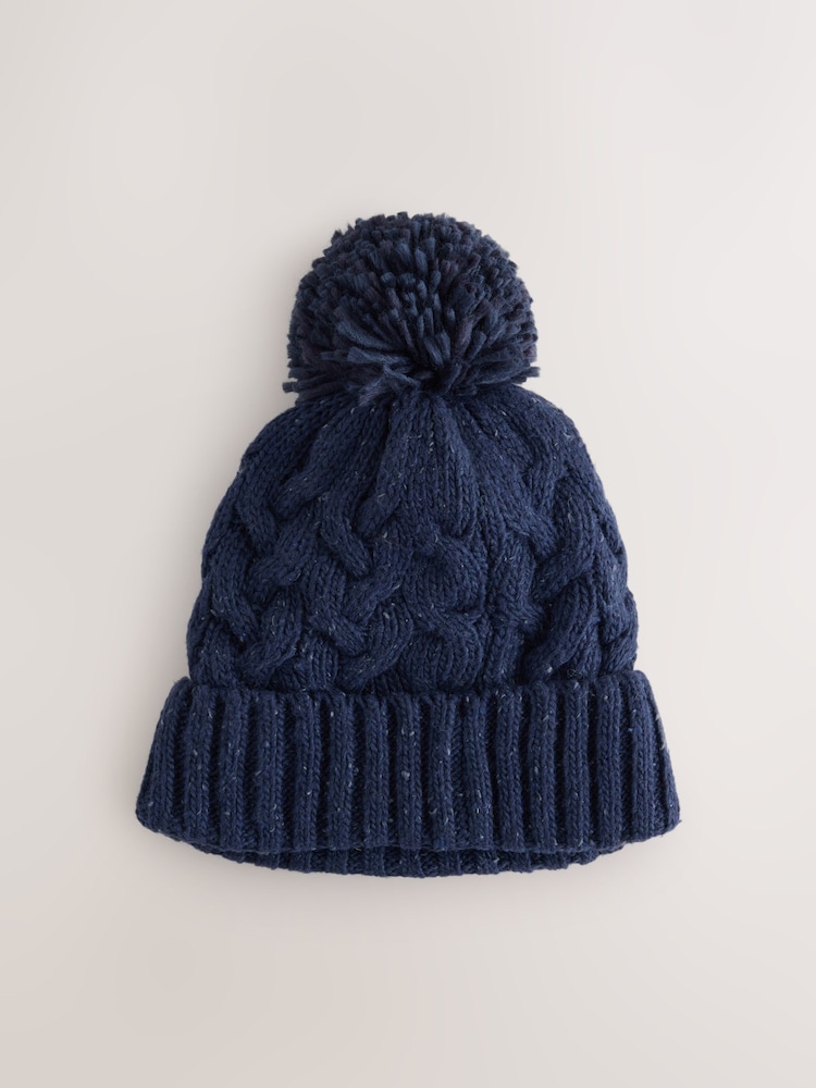 Navy Blue Thinsulate Bobble Hat - Image 1 of 3 Navy Blue Thinsulate Bobble Hat - Image 1 of 3