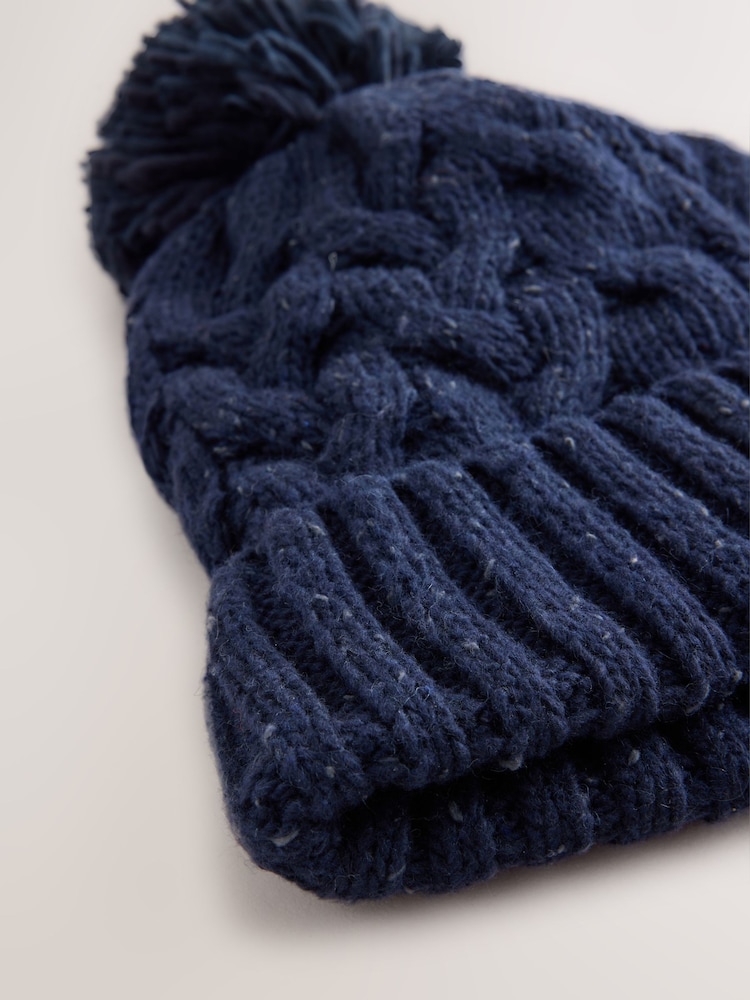 Navy Blue Thinsulate Bobble Hat - Image 2 of 3 Navy Blue Thinsulate Bobble Hat - Image 2 of 3