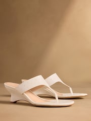 Russell & Bromley Oatmeal Haymoor Toe Post Wedge Sandals - Image 1 of 7