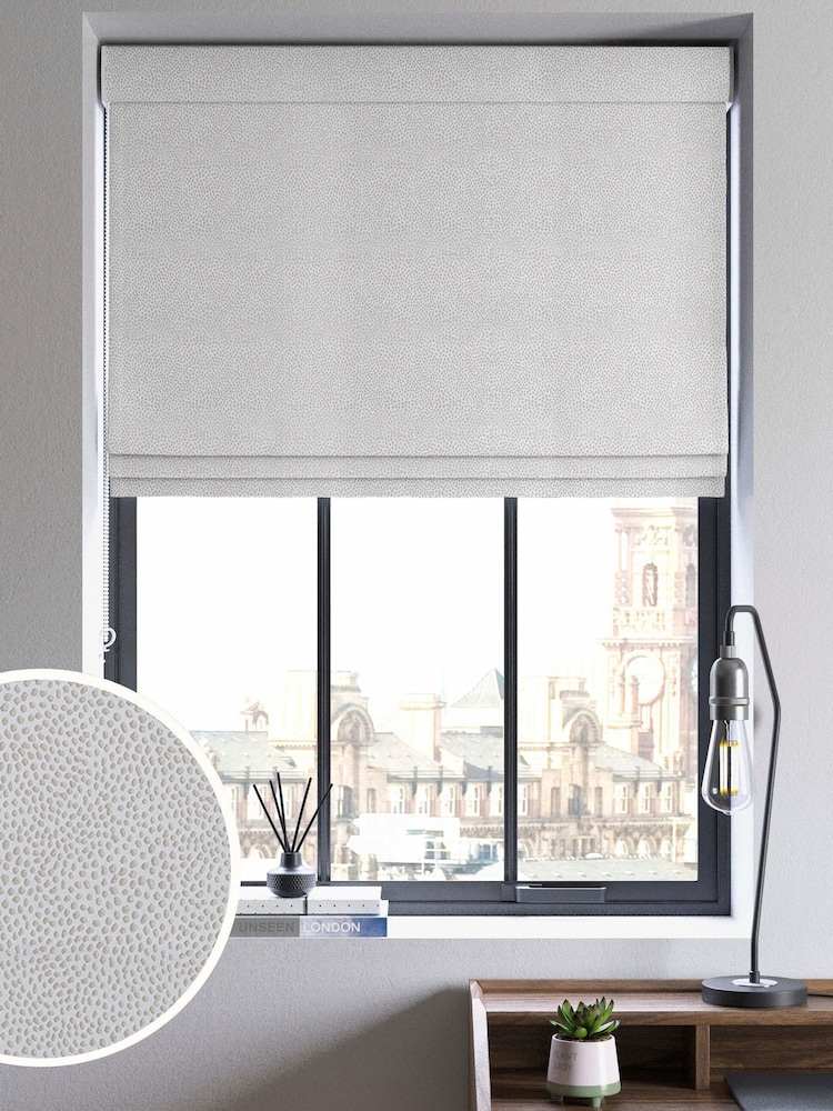 Dove Grey Stipple Made to Measure Roman Blind - Image 1 of 6 Dove Grey Stipple Made to Measure Roman Blind - Image 1 of 6