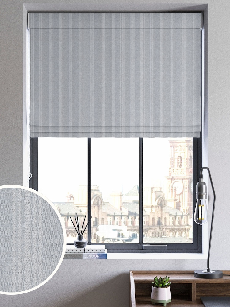 Blue Chevron Stripe Made to Measure Roman Blind - Image 1 of 6 Blue Chevron Stripe Made to Measure Roman Blind - Image 1 of 6