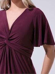 Yours Curve Purple London Angel Sleeve Knot Front Top - Image 4 of 5