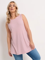Yours Curve Pink Ribbed Soft Touch Vest - Image 1 of 5