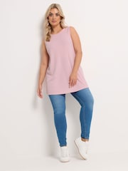 Yours Curve Pink Ribbed Soft Touch Vest - Image 3 of 5