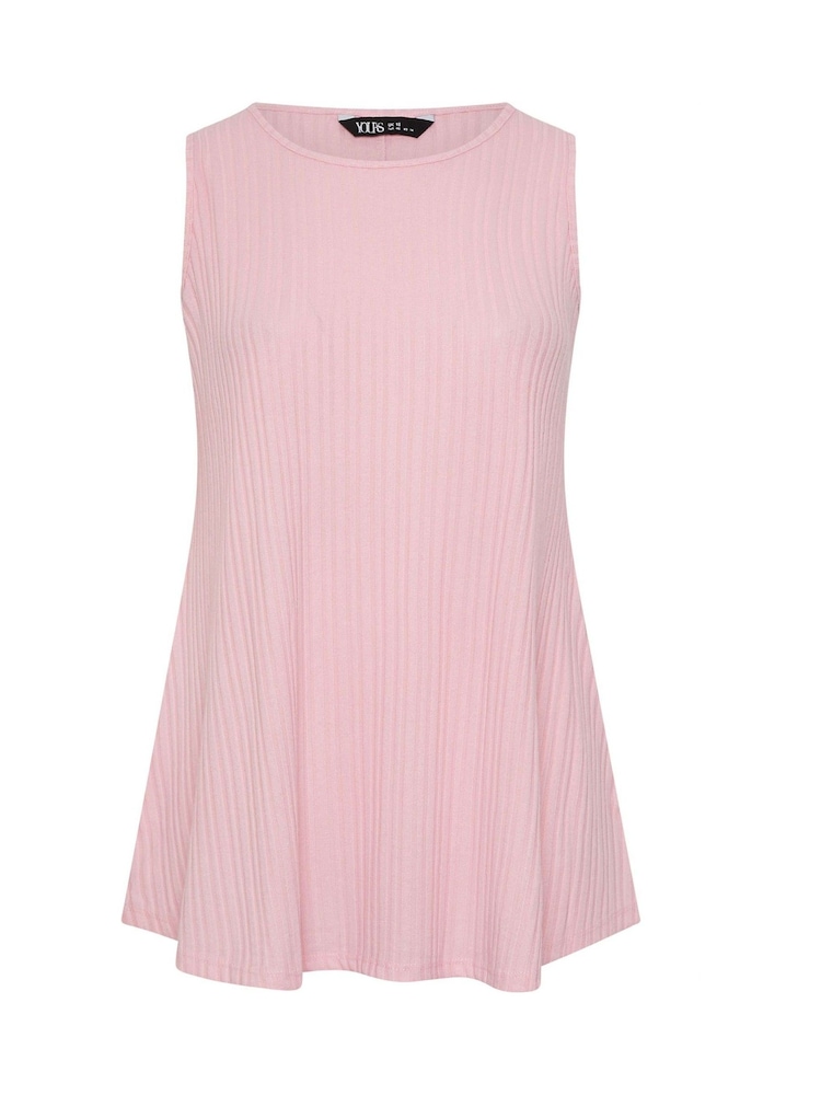 Yours Curve Pink Ribbed Soft Touch Vest - Image 5 of 5