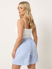 Yours Curve Blue Striped Woven Shorts - Image 3 of 5
