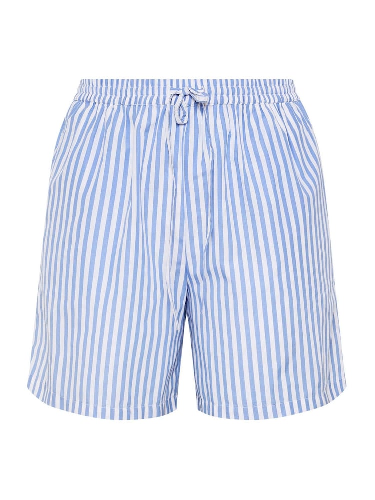 Yours Curve Blue Striped Woven Shorts - Image 5 of 5