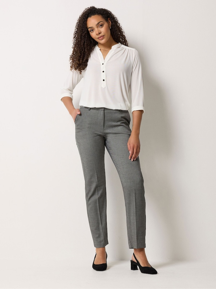 M&Co Grey Tailored Straight Leg Trousers - Image 2 of 5