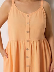 Yours Curve Orange Linen Blend Button Sundress - Image 4 of 5