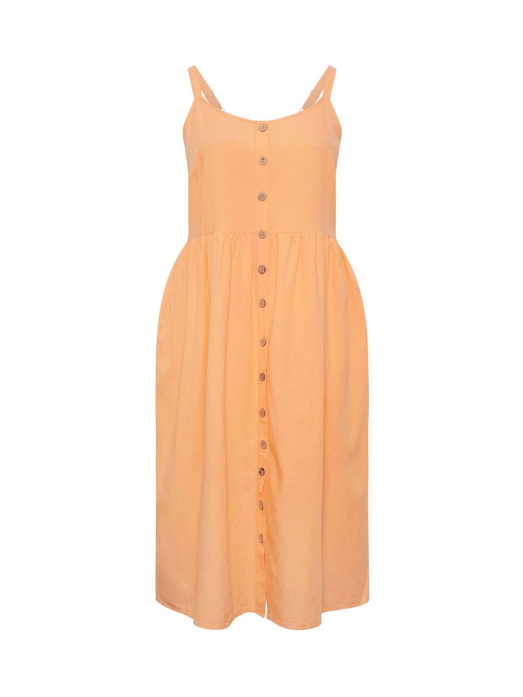 Yours Curve Orange Linen Blend Button Sundress - Image 5 of 5