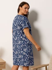 Yours Curve Blue Summer Celestial Placket Nightdress - Image 3 of 5