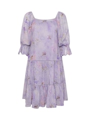 Yours Curve Purple London Floral Cold Shoulder Midi Dress - Image 5 of 5