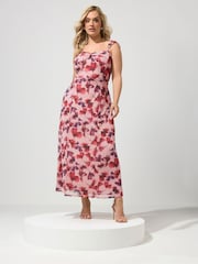 Yours Curve Pink London Keyhole Ruffle Cami Dress - Image 2 of 5