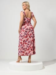 Yours Curve Pink London Keyhole Ruffle Cami Dress - Image 3 of 5