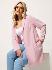 Yours Curve Pink Scuba Blazer - Image 1 of 5