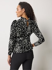 M&Co Black And White Spots Shirred Top - Image 2 of 6