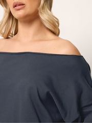 Yours Curve Blue Off The Shoulder Sweat Top - Image 4 of 5