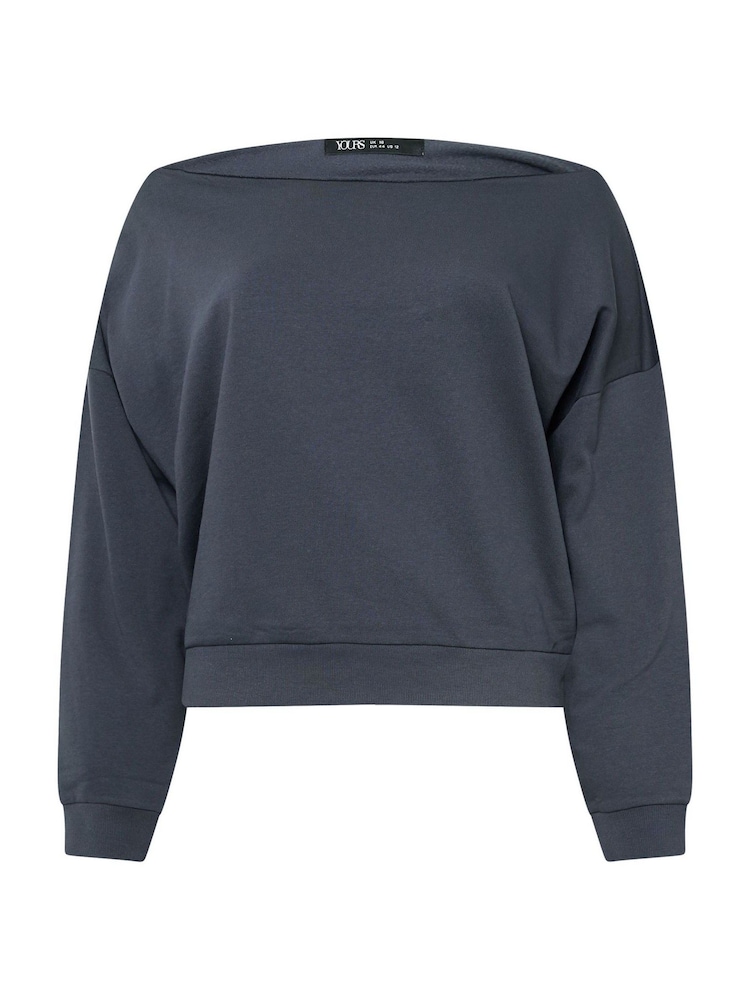 Yours Curve Blue Off The Shoulder Sweat Top - Image 5 of 5