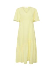 PixieGirl Petite Yellow Textured Asymmetric Midi Dress - Image 5 of 5