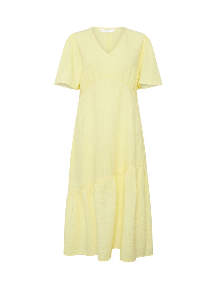 PixieGirl Petite Yellow Textured Asymmetric Midi Dress - Image 5 of 5