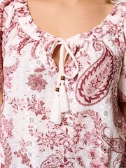Yours Curve Pink Paisley Broderie Anglaise Top - Image 4 of 5