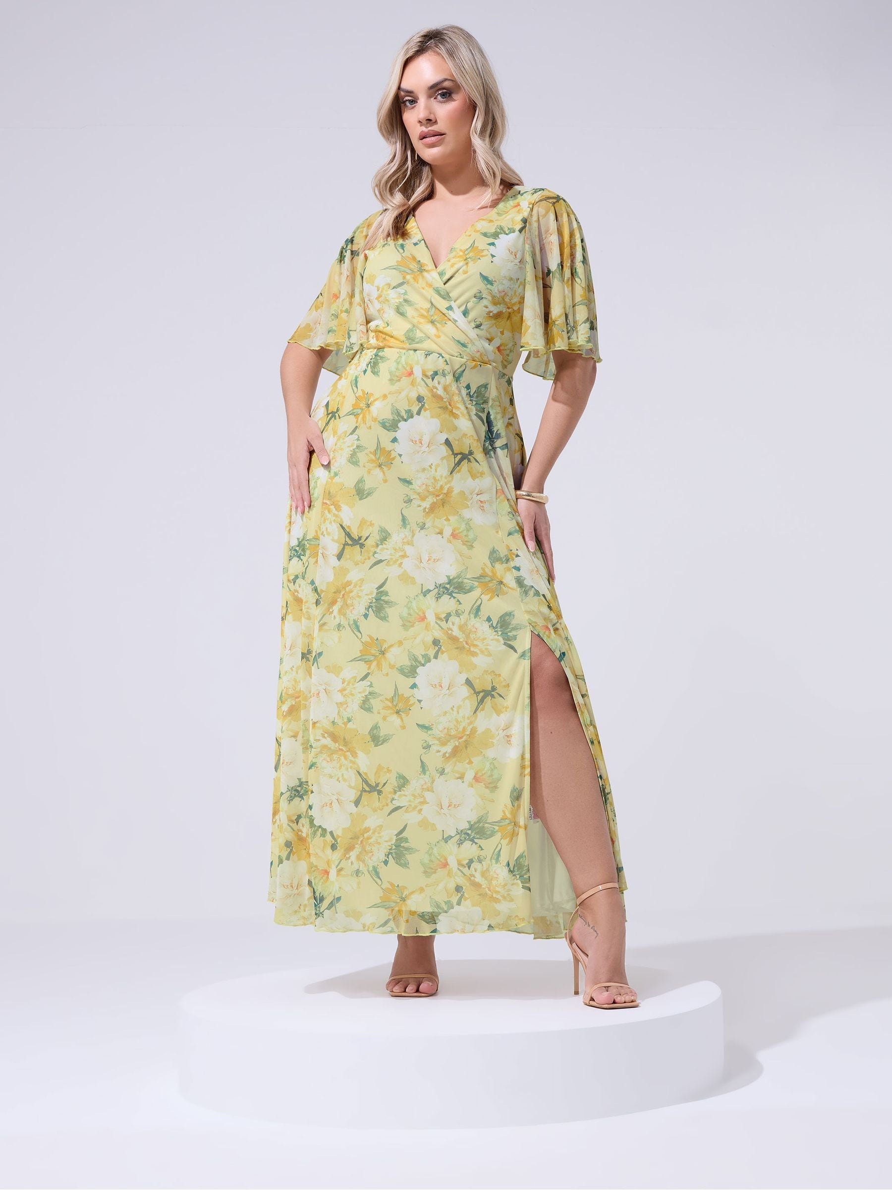 yellow silk wrap dress Saint Laurent Ruffled Dress In Silk Crepon Muslin - Yellow - Women