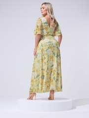 Yours Curve Yellow London Wrap Mesh Dress - Image 3 of 5