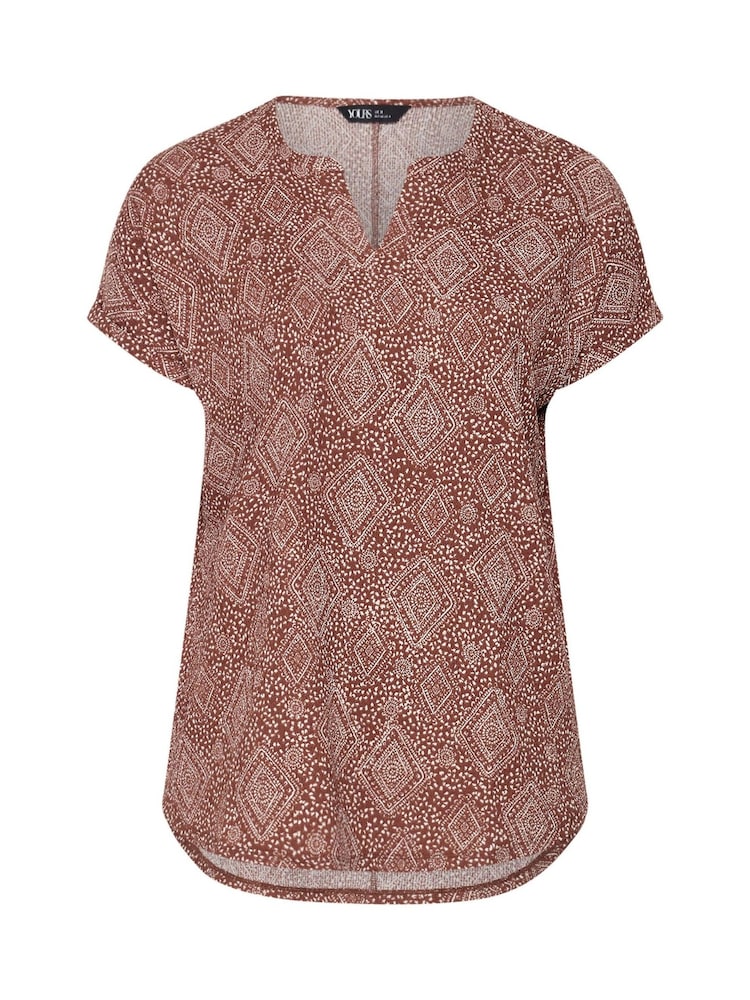 Yours Curve Rust Brown Textured Notch Neck Top - Image 5 of 5 Yours Curve Rust Brown Textured Notch Neck Top - Image 5 of 5