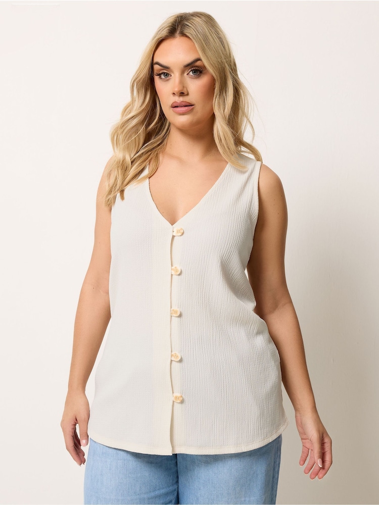 Yours Curve Cream Textured Waistcoat - Image 1 of 5 Yours Curve Cream Textured Waistcoat - Image 1 of 5