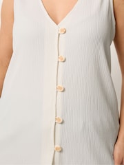 Yours Curve Cream Textured Waistcoat - Image 4 of 5