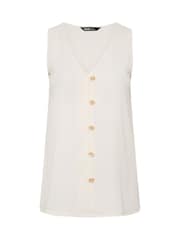 Yours Curve Cream Textured Waistcoat - Image 5 of 5