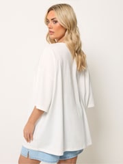 Yours Curve White Placement Boxy T-Shirt - Image 3 of 5