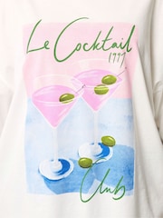 Yours Curve White Placement Boxy T-Shirt - Image 4 of 5