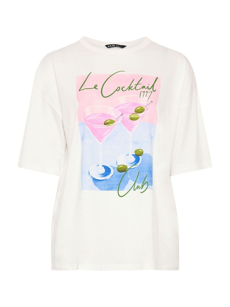 Yours Curve White Placement Boxy T-Shirt - Image 5 of 5 Yours Curve White Placement Boxy T-Shirt - Image 5 of 5