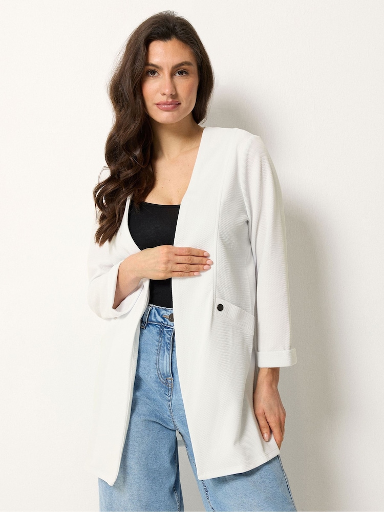 M&Co White Textured Jersey Jacket - Image 1 of 5