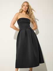 Long Tall Sally Black Pleated Bardot Dress - Image 1 of 5