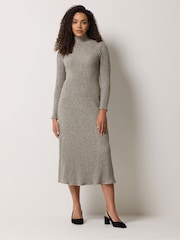 M&Co Grey Soft Touch Fit & Flare Dress - Image 1 of 5